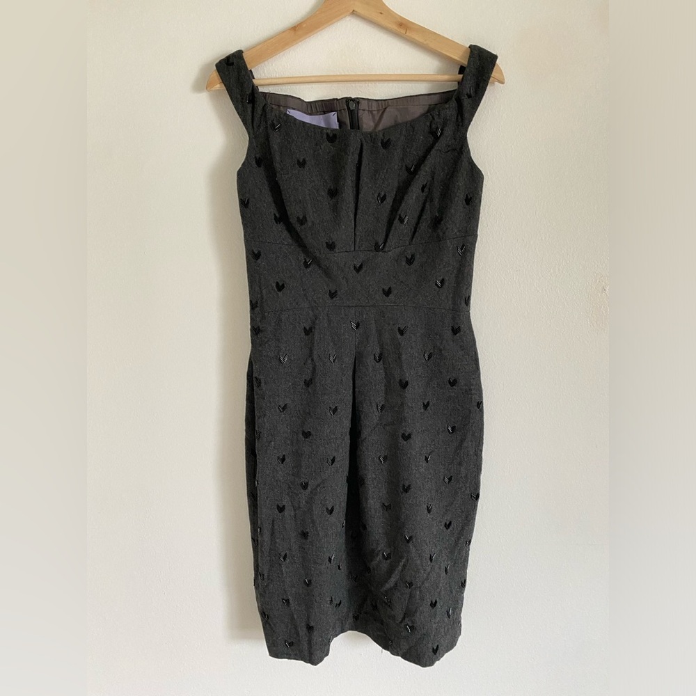 Vintage Lavender Label Vera Wang Dress Womens Gray Wool Chevron Cocktail Size 6